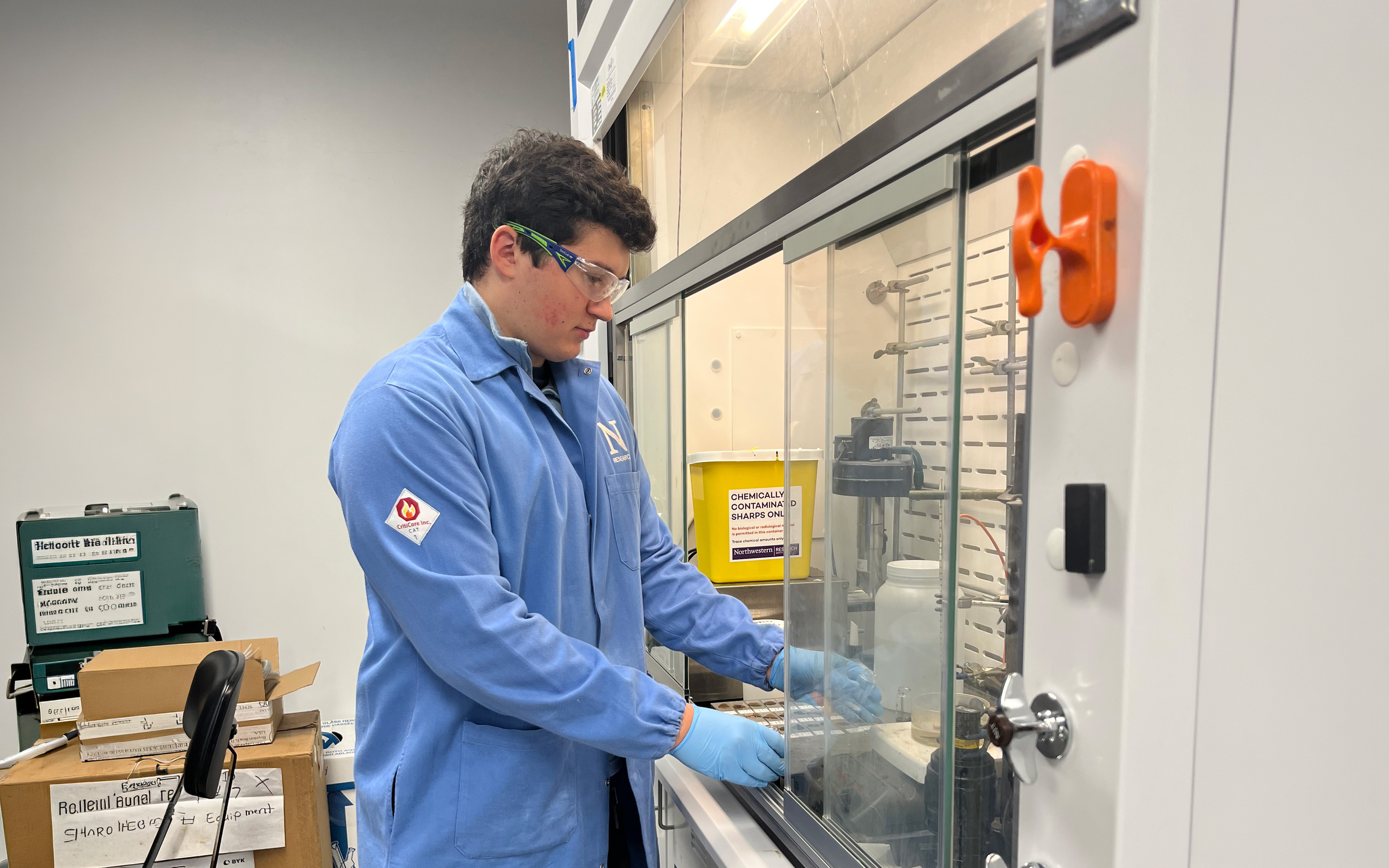 Student Frank Rhodes in lab.